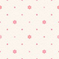 Small pink flowers and dots on beige background