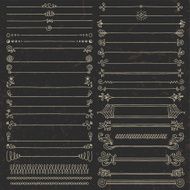 Vintage hand drawn design elements set 7 on dark N2