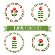 Set of design elements - round floral frames N14