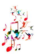 Colorful music background with hummingbirds N3