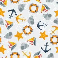 Nautical seamless pattern in flat design style
