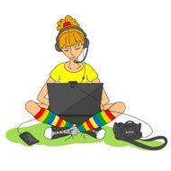 Modern girl and various gadgets N2