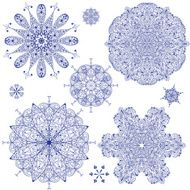 Vector Blue Highly Detailed Snowflakes