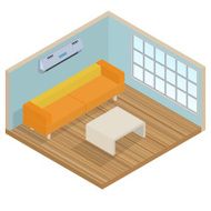 Isometric interior lounge room