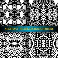 Vector Set of 4 Seamless Monochrome Abstract Pattern N9