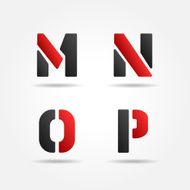mnop red stencil letters
