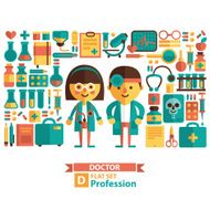 Vector set of icons and characters on the medical theme N2