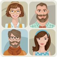 Four portraits of hipsters Male and female