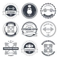 Bodybuilding and fitness gym logos Label emblems design elements
