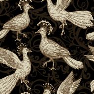Vintage antique background with birds N2