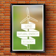 ecology logo or label template background on brick wall