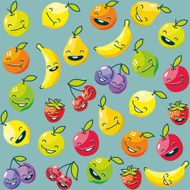 Happy funny fruits seamless pattern Vector illustration N2