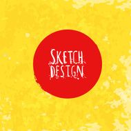 Abstract drawing label at bright yellow artistic paper
