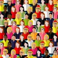seamless pattern with a large group of girls and women