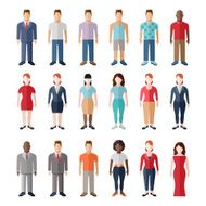 Flat style modern people in casual clothes icons