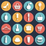 Fashion sale and shopping flat vector icons