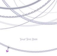 Assorted silver chains on white background with glass bead pendant