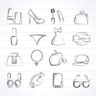 Female Fashion objects and accessories icons N5