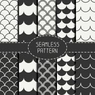 Set of seamless marine geometric line pattern Collection Packaging paper