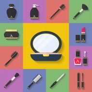 Makeup cosmetic icon set Flat style