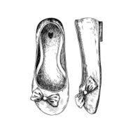 Ink hand drawn wedding shoes