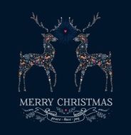 Christmas reindeer vintage greeting card