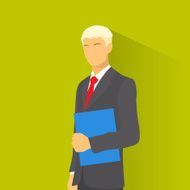 Businessman Wear Elegant Fashion Suit Hold Blue Folder Business Man N2
