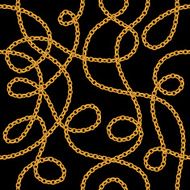 Golden chains on black background seamless pattern