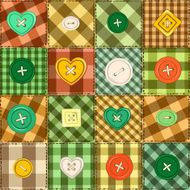 Seamless background of patchworks and buttons N2