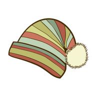Striped winter cap with pompon