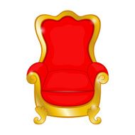 Old red antique armchair on white background