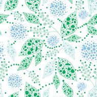 Abstract blue and green leaves seamless pattern background