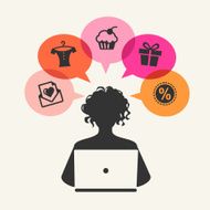 Beautiful woman shopping over internet