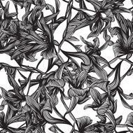 seamless monochrome vector pattern from iron mechanical flowers N2