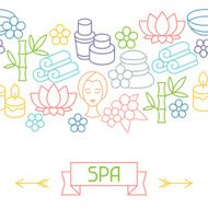 Spa and recreation seamless pattern with icons in linear style N3