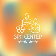 Spa center label on blurred background