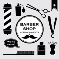Barber shop vintage symbols set N2