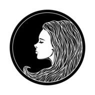 Vintage Girl Portrait in Circle Frame