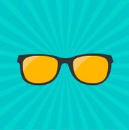 Glasses with yellow lens Sunburst background
