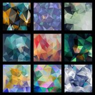 Abstract Triangle Geometrical Multicolored Background SET of 9 patterns