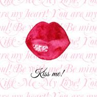 Vector background with red lips N2