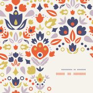 Ornamental folk tulips corner frame pattern background