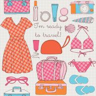 Seamless pattern Women&#039;s things for traveling