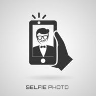 Selfie icon with trendy man Vector symbol