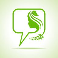 Eco message bubble icon with women face stock vector