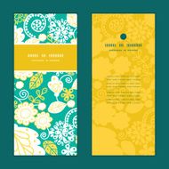 Vector emerald flowerals vertical frame pattern invitation greeting cards set N3