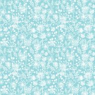 Blue and white lace garden plants seamless pattern background