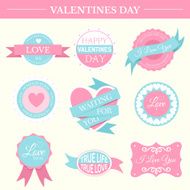 Valentines day heart label illustration set Vector background