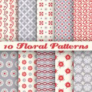 Floral fashionable vector seamless patterns (tiling) N2