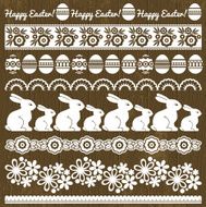 Set of Lace Paper with flower and easter eggs